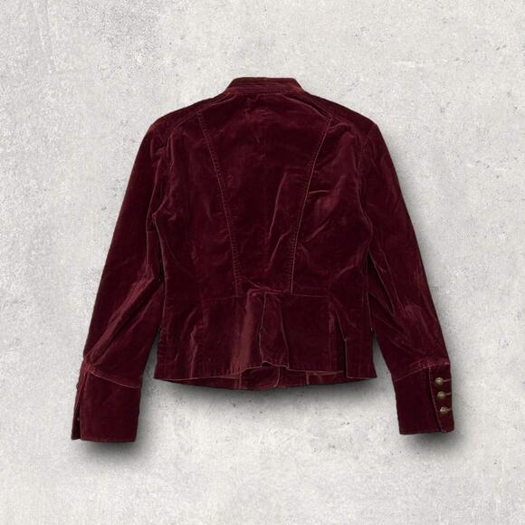 ★ Michael Kors Velvet Burgundy Fitted Military Style Jacket ★ - Picture 3 of 7